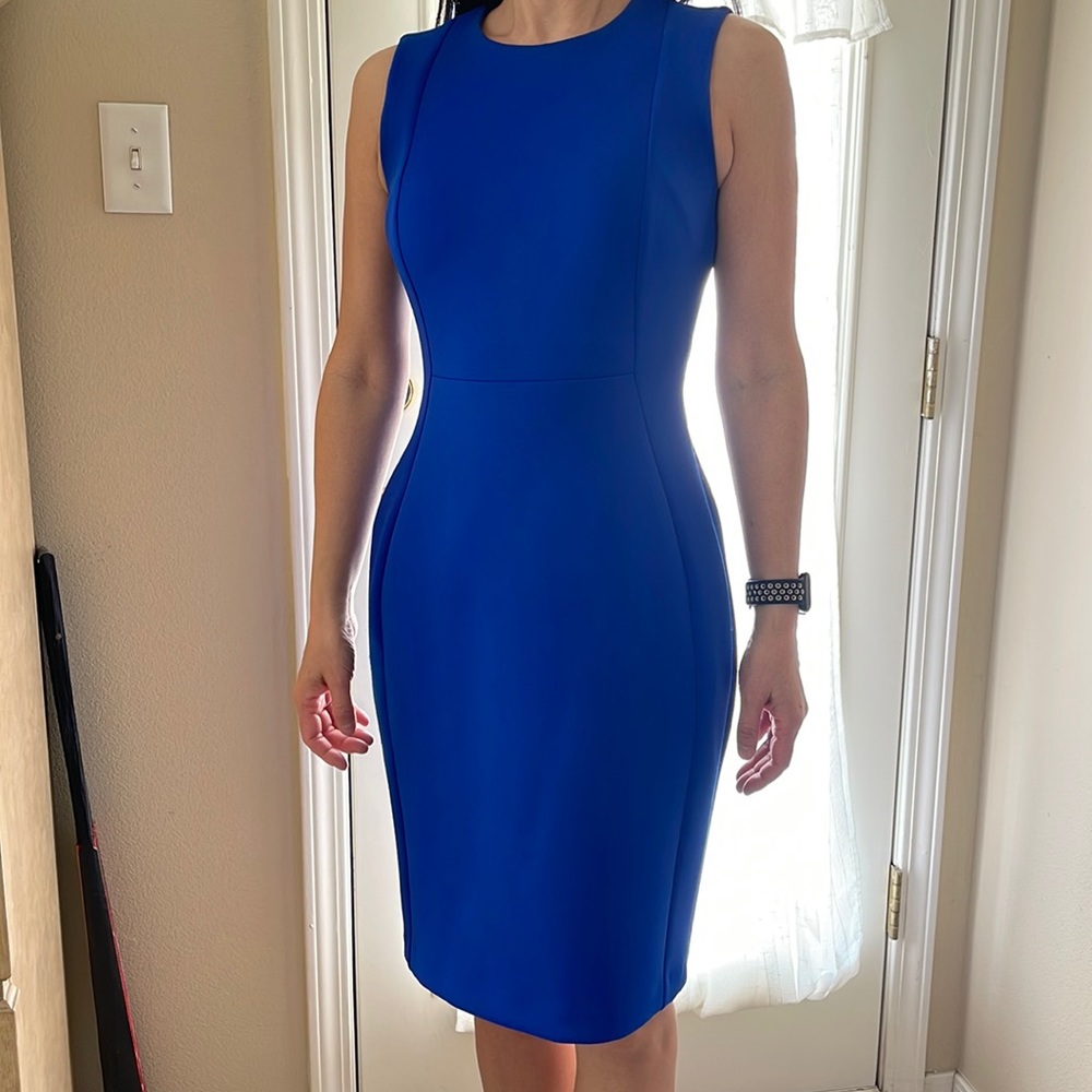Blue mid length Calvin Klein dress
